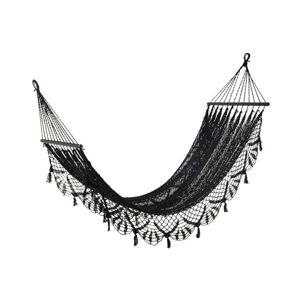 Černá háčkovaná bavlněná hammaka Crochet  - 220*77 cm