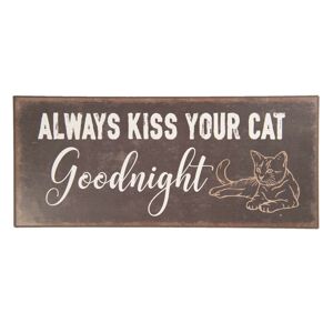 Černá kovová cedule KISS YOUR CAT s patinou - 30*13 cm
