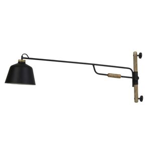Černá kovová nástěnná lampa se dřevem Banu - 120*25*45 cm