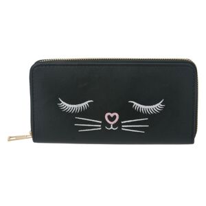 Černá peněženka s motivem spícího zvířátka - 19*10 cm