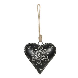 Černé kovové závěsné srdce Coeur - 16*4*16 cm