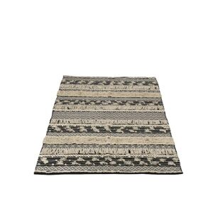 Černo-krémový koberec Monochrome Boho s třásněmi - 120*180cm