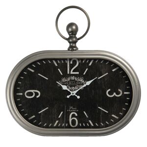 Černo-stříbrné vintage hodiny Cafe De La Tour - 50*3*44 cm / 1*AA