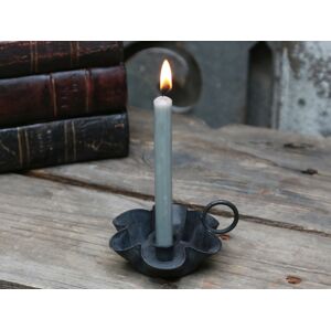 Černý antik svícen na úzkou svíčku Flower - Ø 9cm Chic Antique