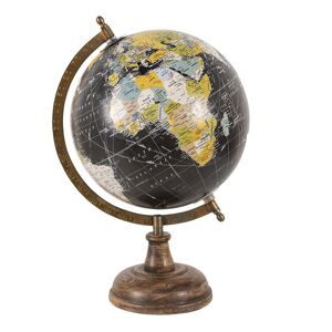 Černý dekorativní glóbus na dřevěném podstavci Globe - 22*22*37 cm Clayre & Eef