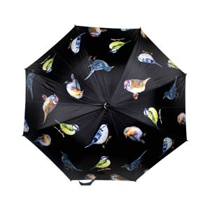 Černý deštník s ptáčky a dřevěnou rukojetí - Ø 105*88cm Mars & More