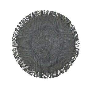 Černý jutový koberec s třásněmi Fringi - Ø120*1cm Mars & More