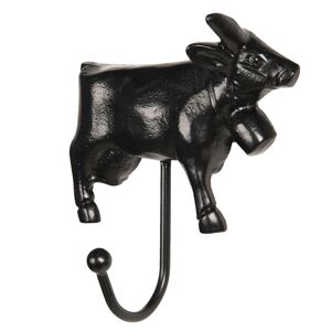 Černý kovový háček s krávou - 14*14*5 cm