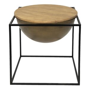 Černý kovový odkládací stolek s úložným prostorem Wordi - 53*53*55 cm Clayre & Eef