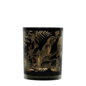 Černý svícen na čajovou svíčku s papoušky M - Ø 8*10cm