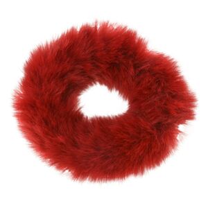Červená chlupatá gumička do vlasů - Ø7cm
