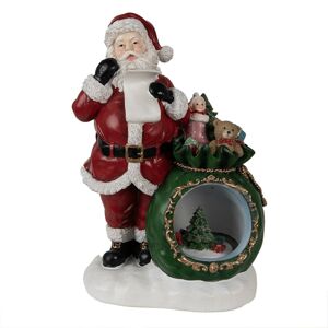 Červená vánoční dekorace Santa s pytlem dárků a led světýlky - 26*16*36 cm Clayre & Eef