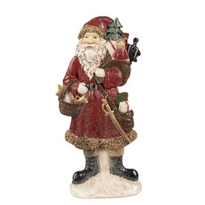 Červená vánoční dekorace socha Santa s dárky - 12*4*24 cm Clayre & Eef