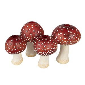 Červeno-bílý svícen na úzké svíčky muchomůrky Mushroom - 30*17*17 cm Clayre & Eef