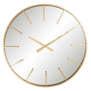 Chromové nástěnné hodiny s bronzovým ciferníkem a rámem - Ø 60*4 cm / 1*AA Clayre & Eef
