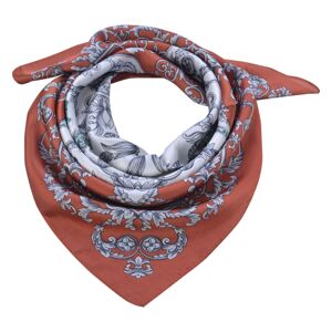 Cihlově červený šátek s ornamenty - 70*70 cm