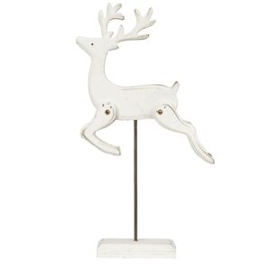Dekorace bílý jelen s patinou  - 17*4*29 cm