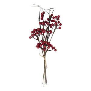 Dekorační větvička s červenými bobulemi - 38 cm
