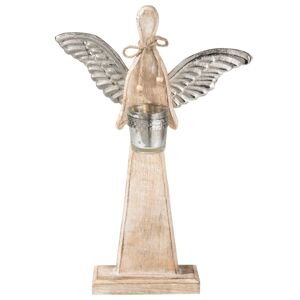 Dekorace dřevěný anděl se svícnem - 28*10*43 cm
