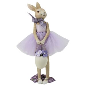 Dekorace králičí dívka v sukýnce a vajíčkem v ruce - 8*8*25 cm
