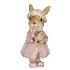 Dekorace králičí slečny v kabátku s kachničkou - 8*6*13 cm