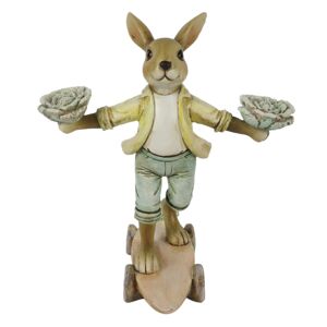 Dekorace králík na skateboardu s kapustou - 14*11*16 cm