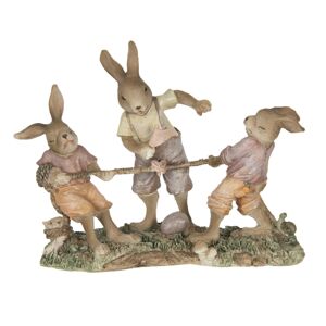 Dekorace králíků přetahujících se o provaz - 20*7*15 cm