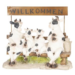 Dekorace Krávy sedící na lavičce - 40*17*33 cm
