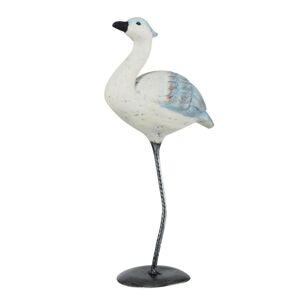 Dekorace modro-bílý ptáček na kovové noze - 13*9*31 cm J-Line by Jolipa