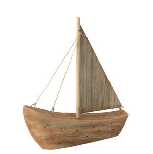 Dekorace přírodní dřevěná loďka - 23*5,5*27 cm