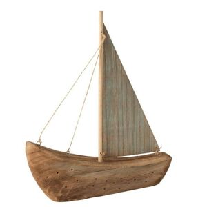 Dekorace přírodní dřevěná loďka - 28*6*35 cm