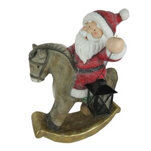 Dekorace Santa na houpacím koni - 35*25*46 cm