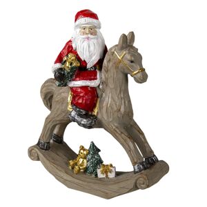 Dekorace Santa na houpacím koni s medvídkem - 25*11*30 cm Clayre & Eef