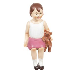 Dekorace sedící dívka s medvídkem - 15*13*32 cm