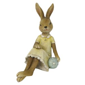 Dekorace sedící králičí slečna s vajíčkem - 10*6*12 cm