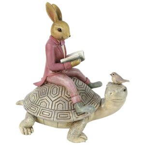 Dekorace sedící králík s knihou na želvě - 17*12*17 cm