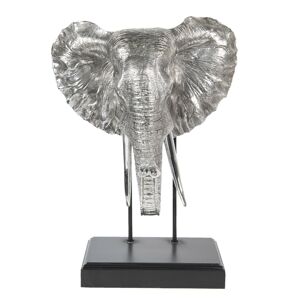 Dekorace stříbrné sloní hlavy na podstavci - 42*29*56 cm