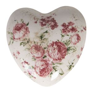 Dekorace vintage srdce s růžemi Rose - 11*11*4 cm
