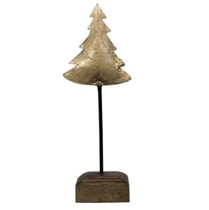 Dekorace zlatý antik kovový stromek na dřevěném podstavci - 20*11*45cm Mars & More
