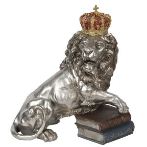 Dekorační socha Lev s knihami a korunou- 42*25*44 cm