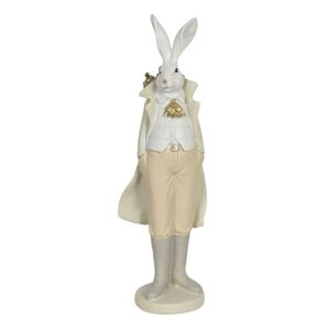 Dekorační soška králíka ve fraku v krémovém provedení - 11*10*37 cm