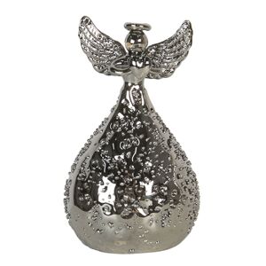 Dekorační stříbrný svítící skleněný anděl - Ø 7*11 cm