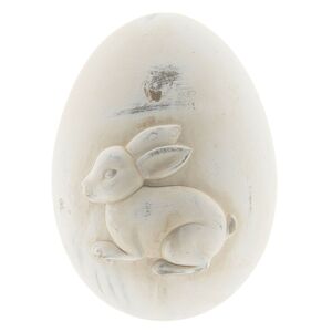 Dekorativní keramické vejce s motivem zajíce a patinou - 14*14*18 cm