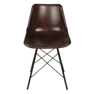 Designová hnědá kožená židle Luz - 46*48*79 cm
