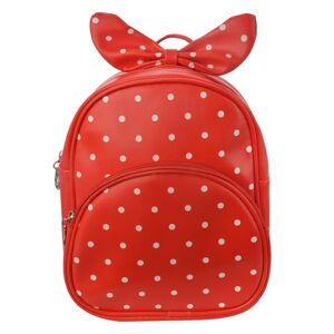 Dětský červený batůžek s puntíky  a mašlí - 20*10*24 cm