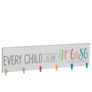 Dětský dřevěný věšák s nápisem Every child is an artist - 100*3,1*27,5 cm