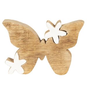 Dřevěná dekorace Motýl s květinami - 18*13*2 cm