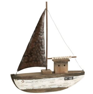 Dřevěná dekorace přírodní loďka Boat L - 39*9*46 cm J-Line by Jolipa