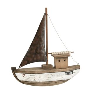 Dřevěná dekorace přírodní loďka Boat M - 28*7*31 cm J-Line by Jolipa
