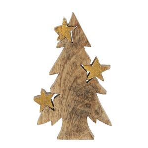 Dřevěná dekorace Vánoční strom s hvězdami - 10*3*16 cm